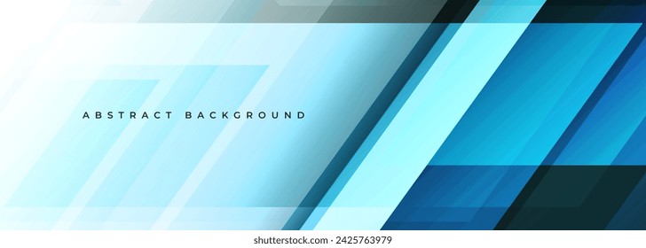 Blue modern vector abstract wide banner background with geometric shapes illustration.