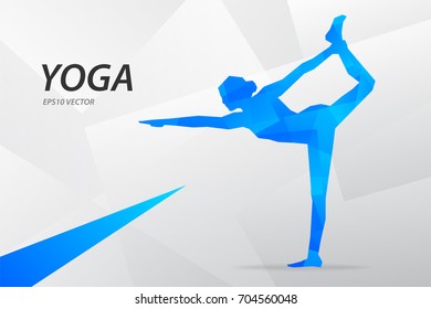 Blue modern vector graphic yoga on abstract background