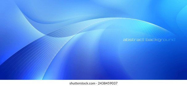 Blue modern wavy abstraction with soft curly lines.