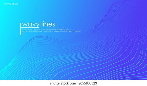 Blue modern wavy lines background for business and technology presentation.
