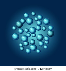 Blue molecular circle composition for medicine and biology. Technology background.