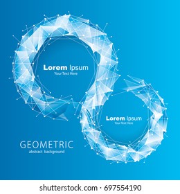 Blue molecular geometric pattern abstract background.