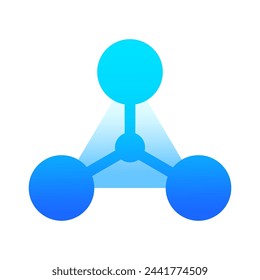 Icono de estructura molecular azul. Símbolo científico del modelo del átomo. Señal de conexiones químicas. Ilustración de nodos de red Ilustración vectorial. EPS 10.