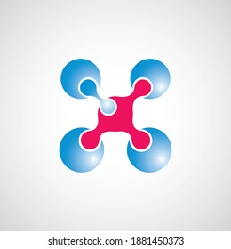 Estructura molecular azul. Concepto de microbiología. Fondo del vector abstracto