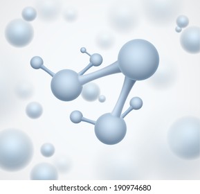 Blue molecule among unfocussed blurred molecules. EPS10 vector 