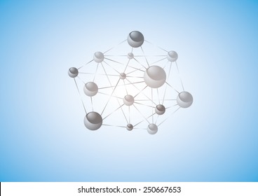 Blue molecule among unfocussed blurred molecules. EPS10 vector