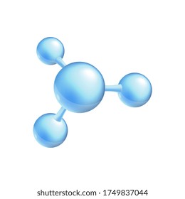 Blue molecule and compound of atoms, concept of science and technology, medicine and chemistry. Isolated vector illustration of a 3D volumetric molecule and atom.