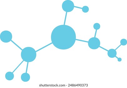 Blaues Molekül-Symbol. In: Blue Chemical Molecule. Molekülmodell-Wissenschaft oder medizinischer Hintergrund mit Molekülen und Atomen