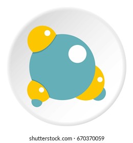 Blue molecule icon in flat circle isolated vector illustration for web