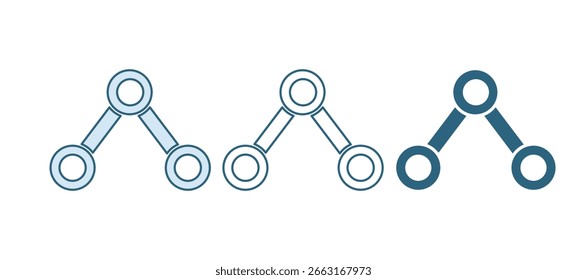 Blue Molecule icon isolated on white background. Structure of molecules in chemistry, science teachers innovative educational poster.  Vector