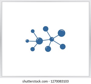 Blue molecule icon on white background