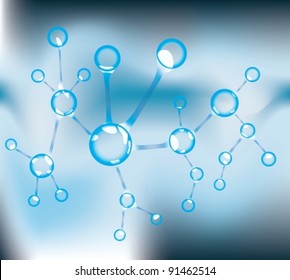 Blue molecule over blue background, vector, eps10