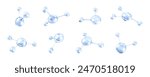 Blue molecules with biological and chemical concept. Collagen or serum molecules. Сoncept skin care cosmetics solution. Vector 3d illustration