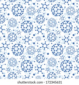 Blue molecules texture seamless pattern background