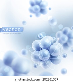 Blue molecules, vector background