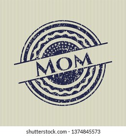 Blue Mom distressed rubber texture