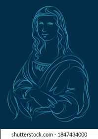 Blue Mona Lisa Painting vector illustration