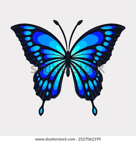 blue monarch butterfly hand drawn artwork illustration