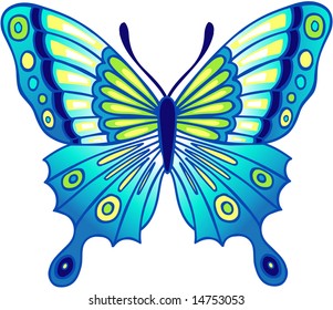 Blue Monarch Butterfly Vector Illustration