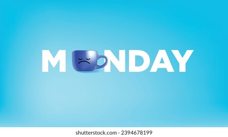 Blue Monday 3d cute soft Illustration template