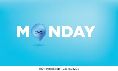 Blue Monday 3d cute soft Illustration template