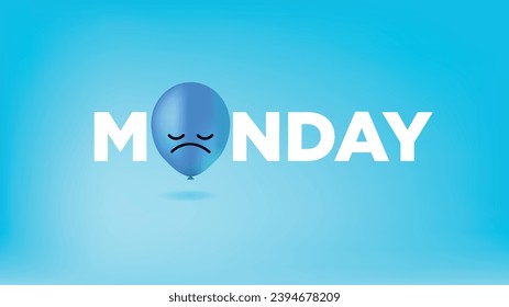 Blue Monday 3d cute soft Illustration template