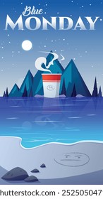 Fondo del Lunes Azul. Concepto de Lunes Azul. Ilustración vectorial. tercer lunes del mes. día más deprimente del año. 15 de enero