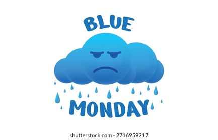 Blaues Montag-Hintergrunddesign. Blue Monday Grußkonzept Banner. Vektorgrafik