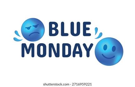 Blaues Montag-Hintergrunddesign. Blue Monday Grußkonzept Banner. Vektorgrafik