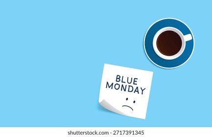 Diseño de fondo de lunes azul. Anuncio de concepto de saludo de lunes azul. Ilustración vectorial