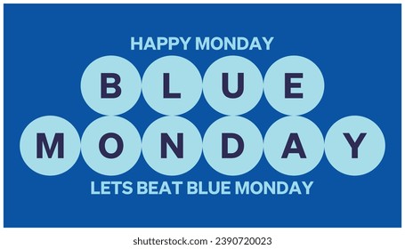 BLAUER MONTAG-Hintergrund. Blau-Weiß-Farben. Vektorgrafik... Einfaches blaues Textdesign-Element für die Kampagne gegen blauen Montag. Motivation am Montagmorgen