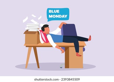Blue Monday concept. Colored flat vector illustration isolated.