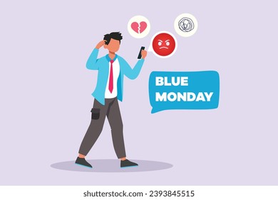 Blue Monday concept. Colored flat vector illustration isolated.