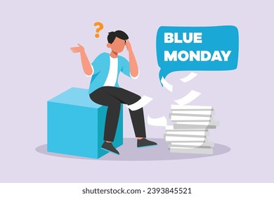 Concepto del Lunes Azul. Ilustración vectorial plana de color aislada.