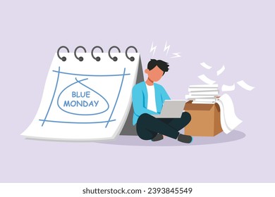 Blue Monday concept. Colored flat vector illustration isolated.