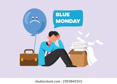 Blue Monday concept. Colored flat vector illustration isolated.
