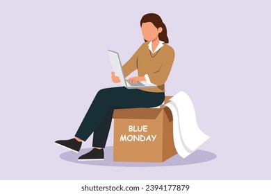 Blue Monday concept. Colored flat vector illustration isolated.
