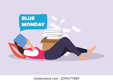 Blue Monday concept. Colored flat vector illustration isolated.