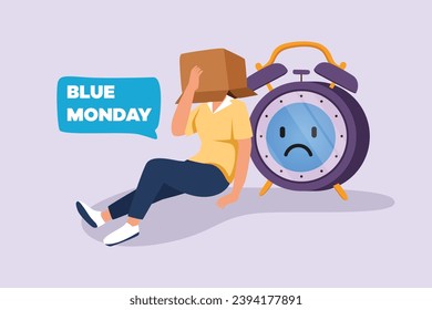 Blue Monday concept. Colored flat vector illustration isolated.