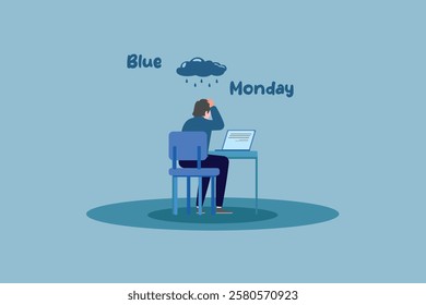 Blue Monday concept. Colored flat vector illustration isolated.