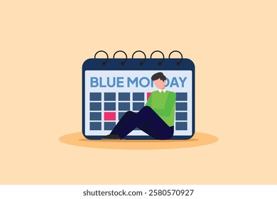 Blue Monday concept. Colored flat vector illustration isolated.