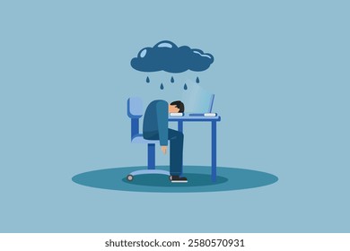 Blue Monday concept. Colored flat vector illustration isolated.