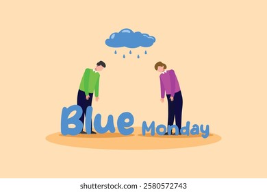 Blue Monday concept. Colored flat vector illustration isolated.