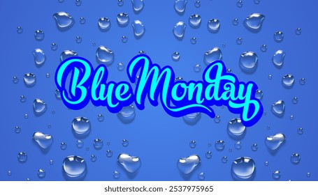 Blue monday denim text in blue