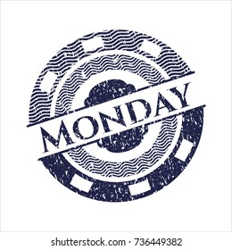 Blue Monday distressed grunge seal