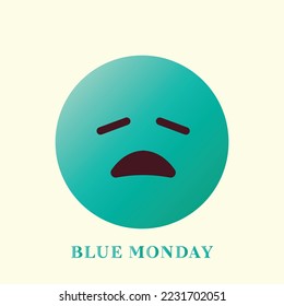 Blue Monday face illustration design art and symbol design