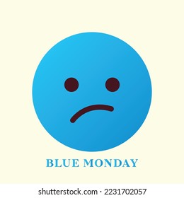 Blue Monday face illustration design art and symbol design