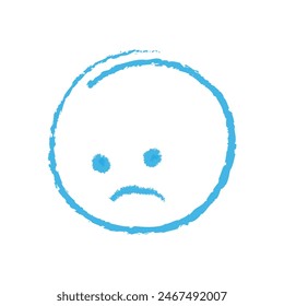 Blue Monday Dibujado a mano triste carita sonriente icono en azul de moda Saludos o Tarjetas concepto de diseño Aislado