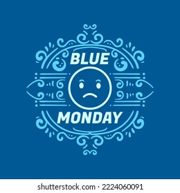 Blue Monday Lettering ornament Vector Design