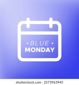 Blue Monday. The most depressing day of the year. Minimalist banner. Vector illustration, flat design